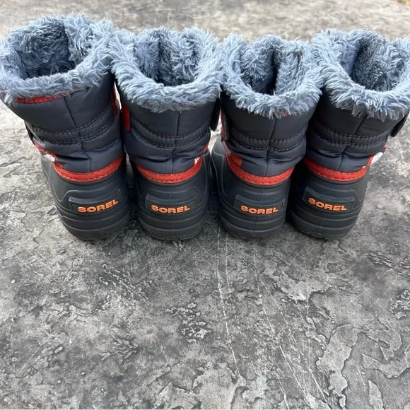 SOREL Toddler Winter Boots | Waterproof Winter Snow Boots | Grey Orange | Size 7 - Picture 4 of 16